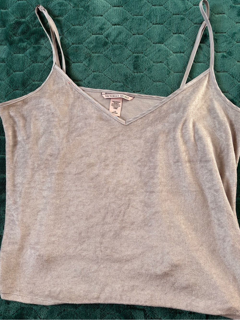 Victoria’s Secret Gray Velvet Cami Tank Top Size Large Soft Luxe Velour